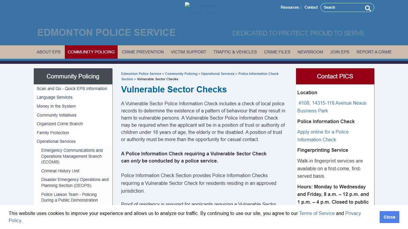 Vulnerable Sector Checks